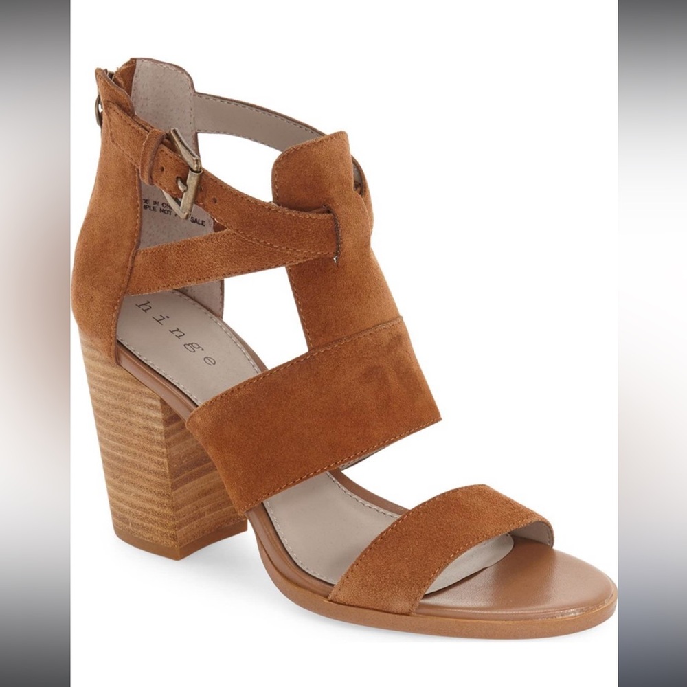 Hinge Cora Suede Block Heel Sandals Size 9.5